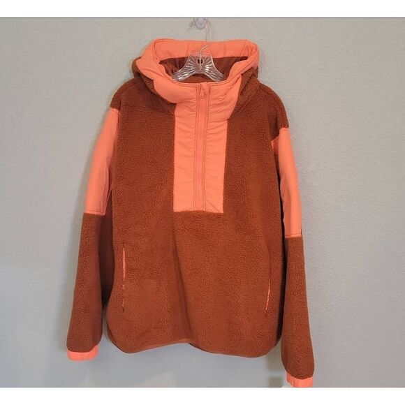 Free People Jackets & Blazers - Free People FP Movement XL Lead The Pack Fleece Pullover Brown/Coral